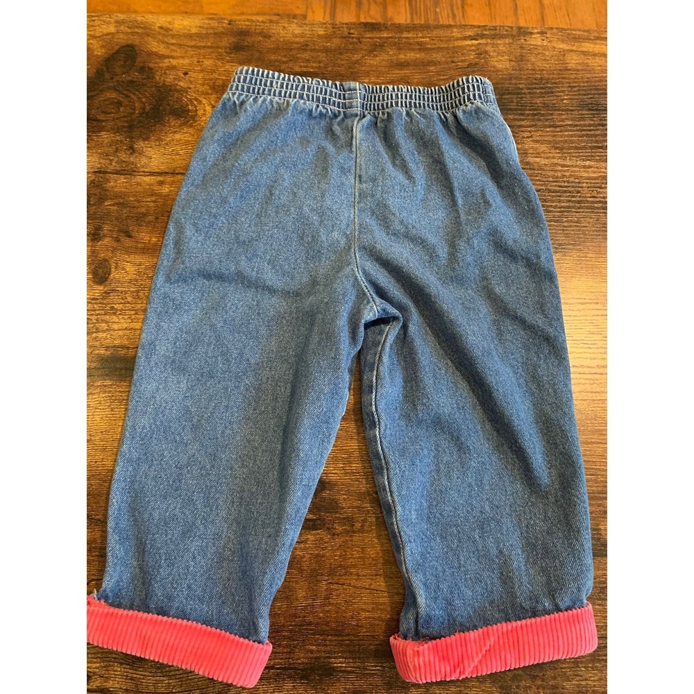 Vintage Y2k Hong Kong Winnie The Pooh Jeans Pants Girls Toddler Cuff Disney 18M - Picture 6 of 6
